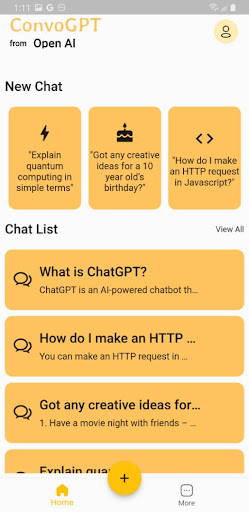 Android application ConvoGPT screenshort