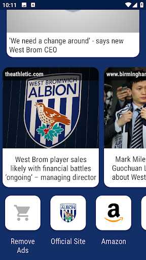 West Bromwich Albion Fan App Screen 2