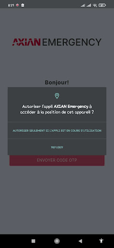 Android application AXIAN EMERGENCY screenshort