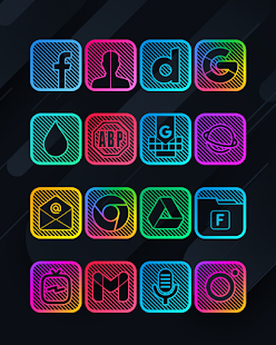 Lines Square - Captura de pantalla del paquet d'icones de neó