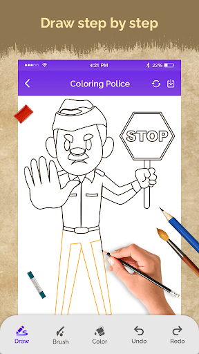 Draw Police Suit Step by Step