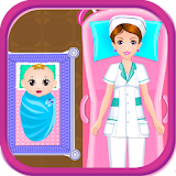 Nurse give a birth icon