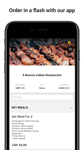 Android application 3 Rooms Indian Restaurant screenshort