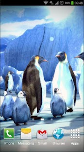 Captura de tela do papel de parede ao vivo do Penguins 3D Pro