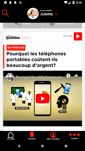 Android application Mon Quotidien Vidéo screenshort
