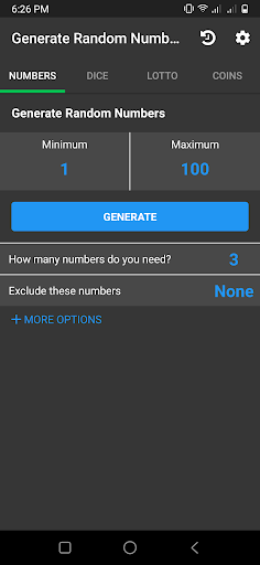 Android application Random Number Generator Lotto screenshort