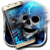 Ice blue fire skull cool mobile phone theme icon