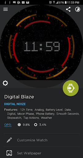 Digital Blaze HUD Watch Face Screen 3