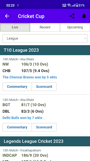 CriCup - Live Cricket Scores Screen 2