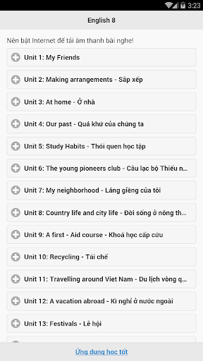 Android application Học tốt tiếng Anh lớp 8 hiện h screenshort