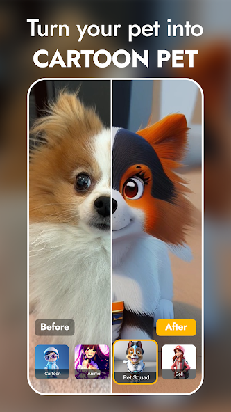 PawAI: AI Cartoon Pet Filter capturas de pantalla