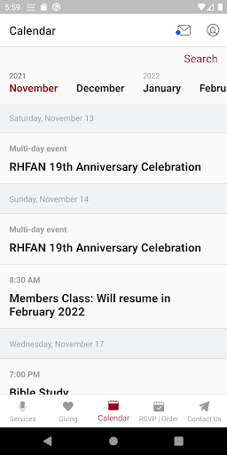 Android application The RHFAN Church App screenshort