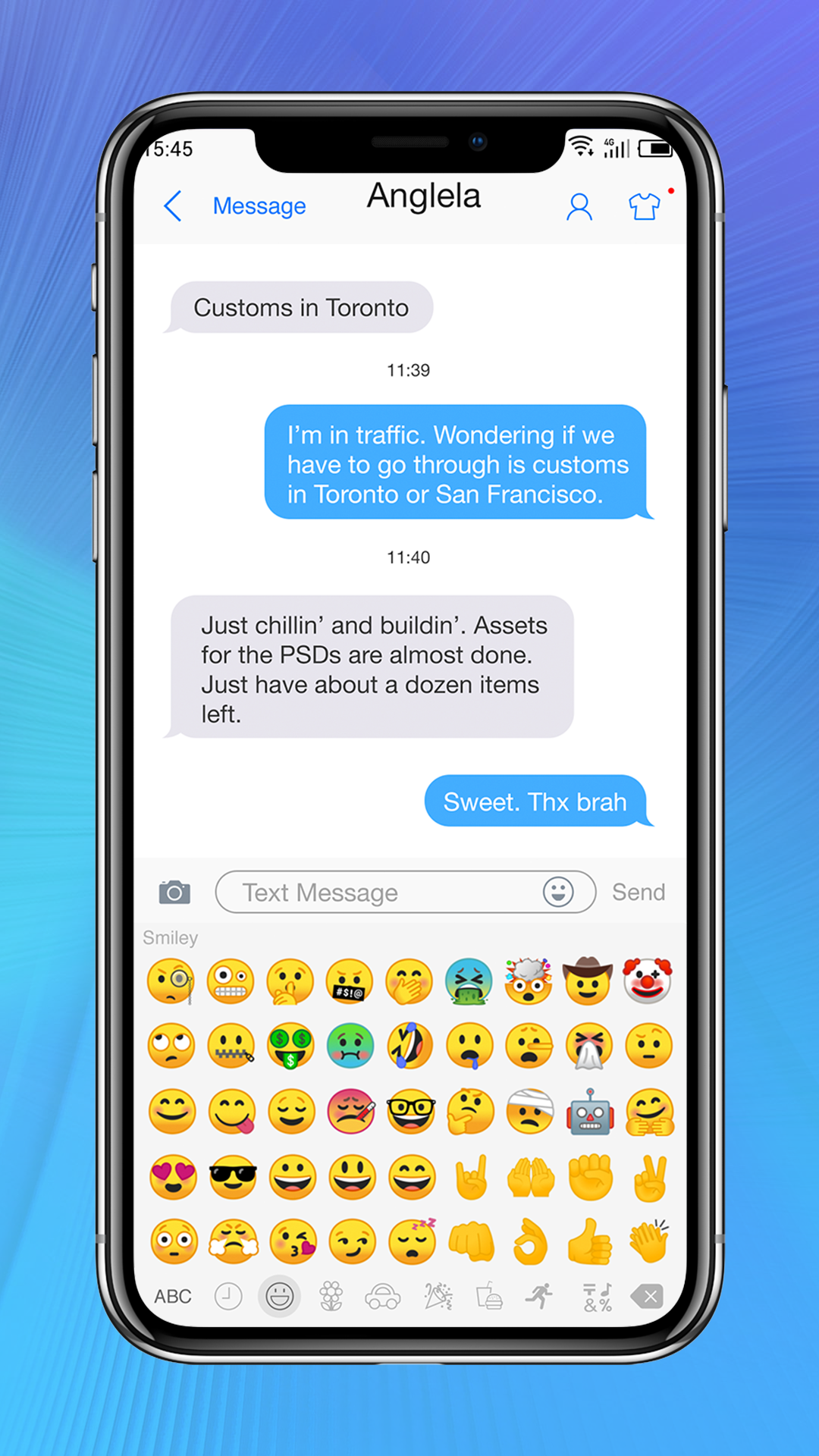 Android application Messaging+ OS11 Cute Emoji screenshort