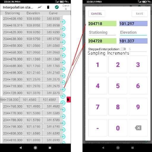 Interpolation in spreadsheet Screen 2