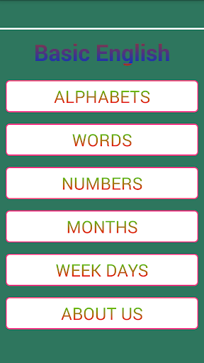 Android application Basic English - ABCD screenshort
