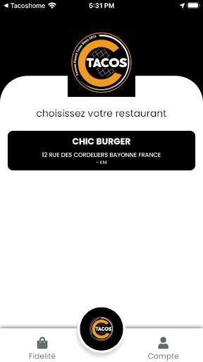 Android application Chic tacos screenshort