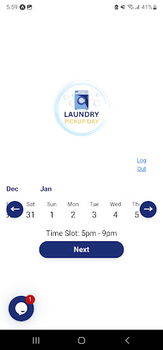 Laundry Pickup Day Screen 2