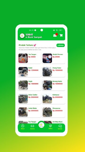 Android application SOBAT e-BANK SAMPAH screenshort