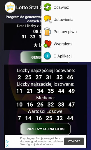 Lotto Stat Generator Screen 2