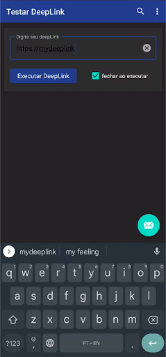 Android application Testador de deep-link screenshort