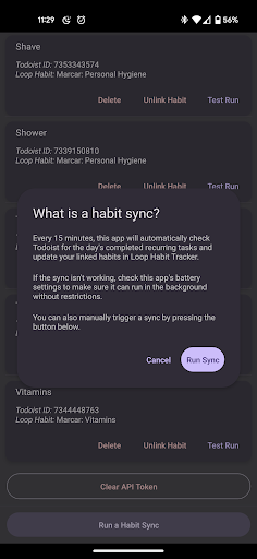 Habit Sync for Todoist Screen 2