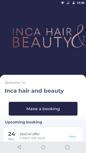 Android application Inca hair and beauty screenshort