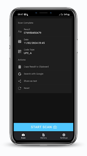 Scanner Pro (1D and 2D Codes) Screen 2