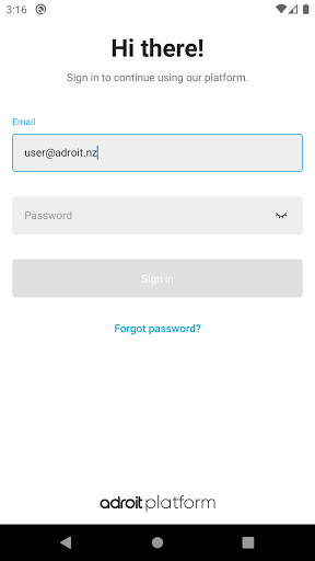 Android application Adroit Platform screenshort