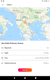 Earthquake Tracker App - Alert