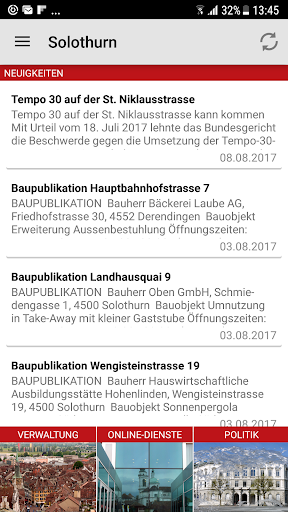Android application Stadt Solothurn screenshort