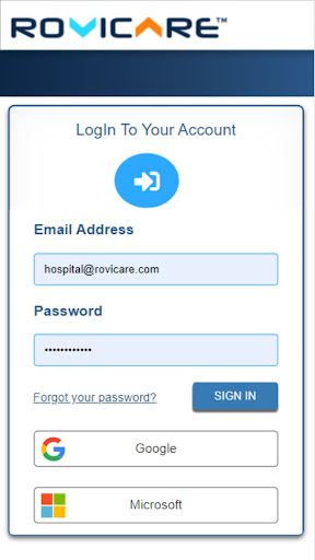 Android application Rovicare screenshort
