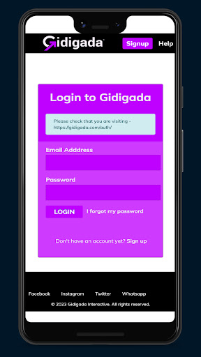 Android application Gidigada screenshort