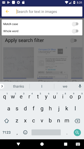 Text search in photos - ArgusSearch