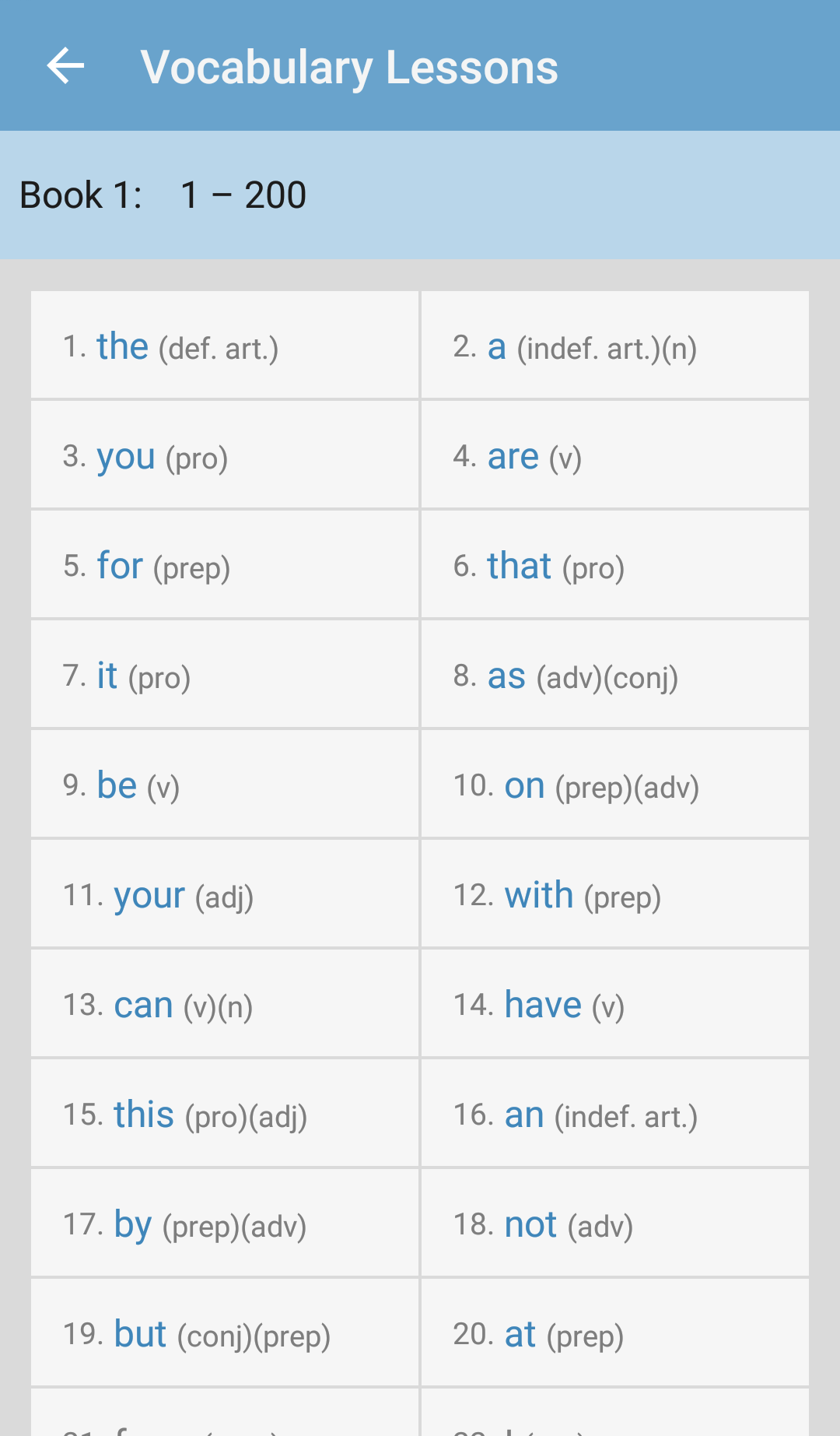 Android application English Vocabulary screenshort