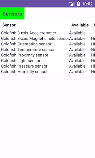 Android application Android Sensors screenshort