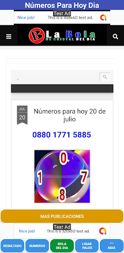 Android application Numero para hoy screenshort