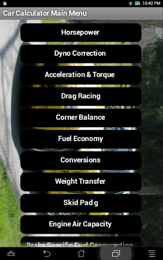 Android application Car Calculator screenshort