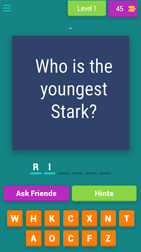 Android application Game of Thrones quiz screenshort