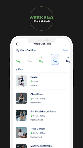 Weekend Training Club Screen 2