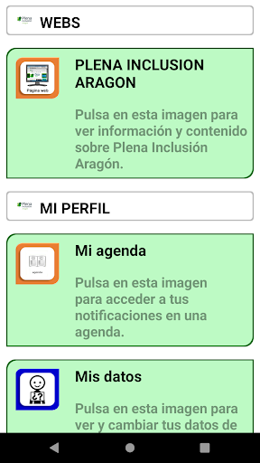Android application Plena Inclusion Aragon screenshort