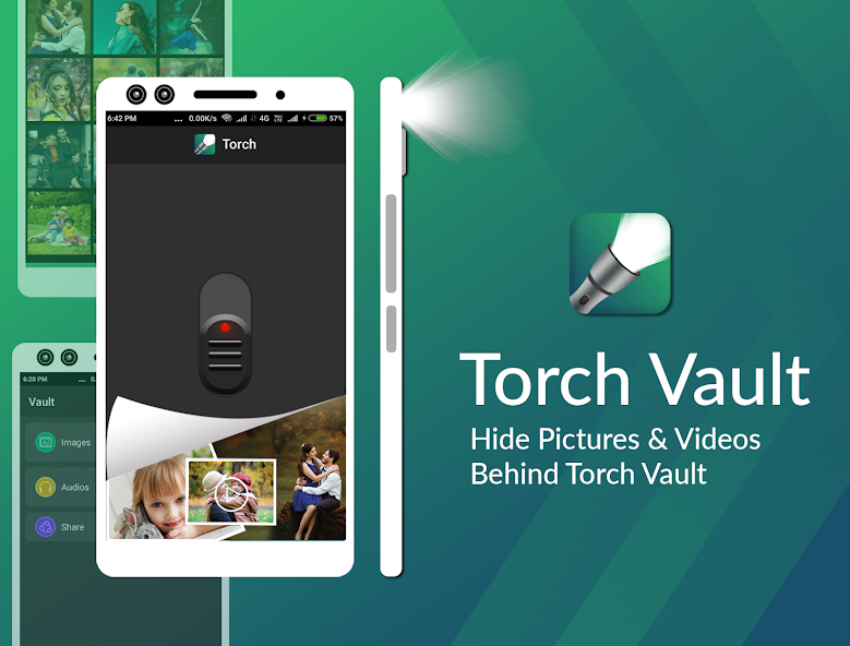 Button Torch Vault- Hide Photo, Video