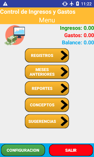 Android application Control de Ingresos y Gastos screenshort