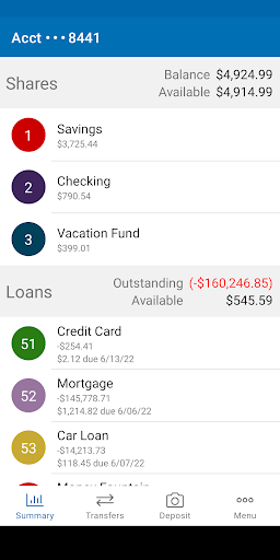Freedom CU (UT) Mobile Banking Screen 2