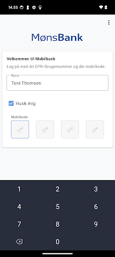 Android application Møns Bank screenshort