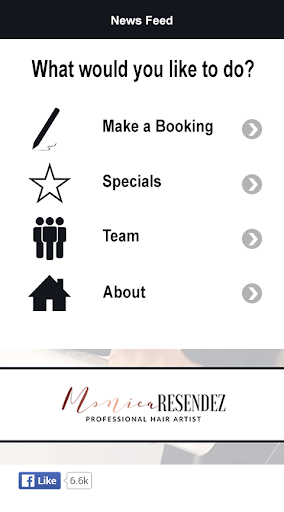 Android application Monica Resendez Salon screenshort