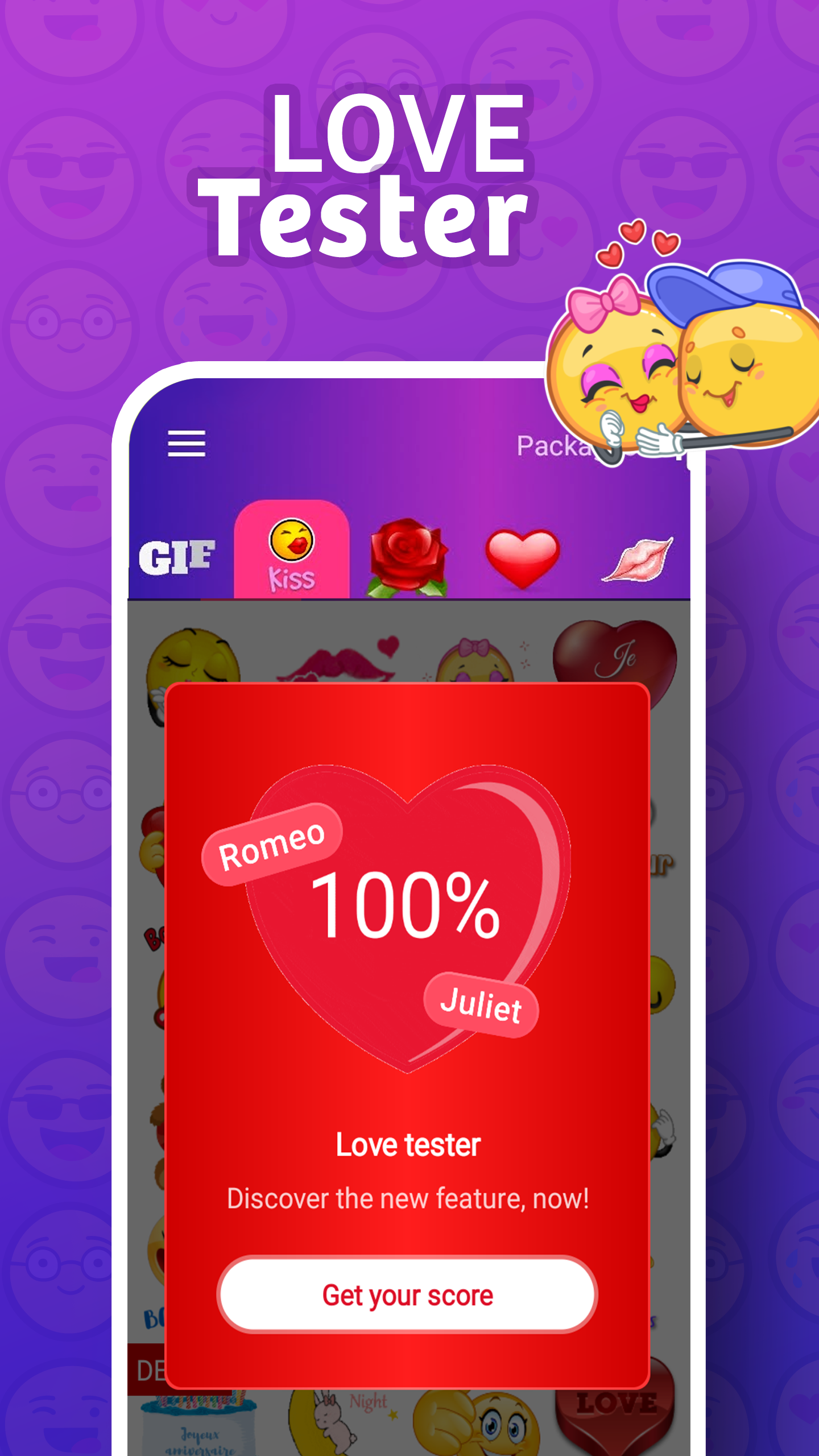 Android application WhatsLov: Love Emoji WASticker screenshort