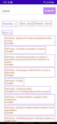 Word Info. Screen 3