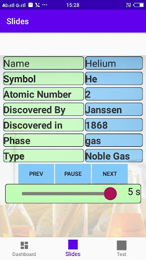 Android application Elements Symbol Table screenshort