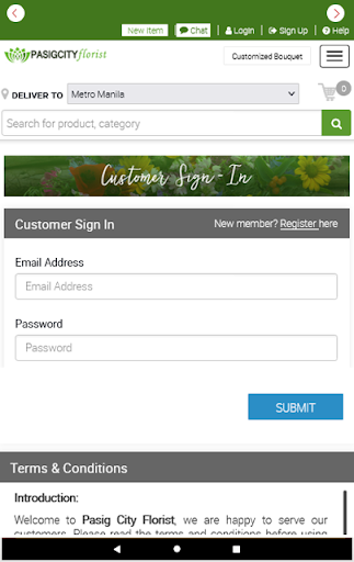 Android application Flower Delivery Pasig city screenshort