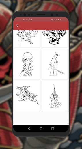Samurai Coloring Book Screen 2